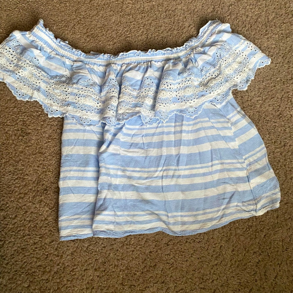 Aeropostale blue and white striped crop top, size medium